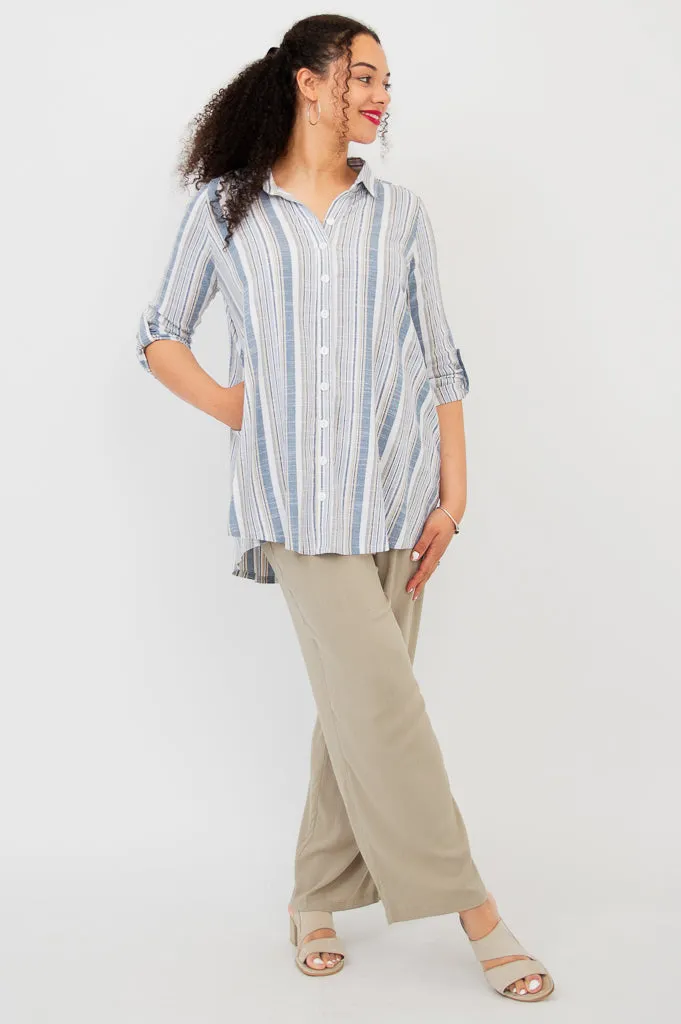 Celine Blouse, Sand Stripe, Linen Bamboo sold by Blue Sky product image thumbnail 2