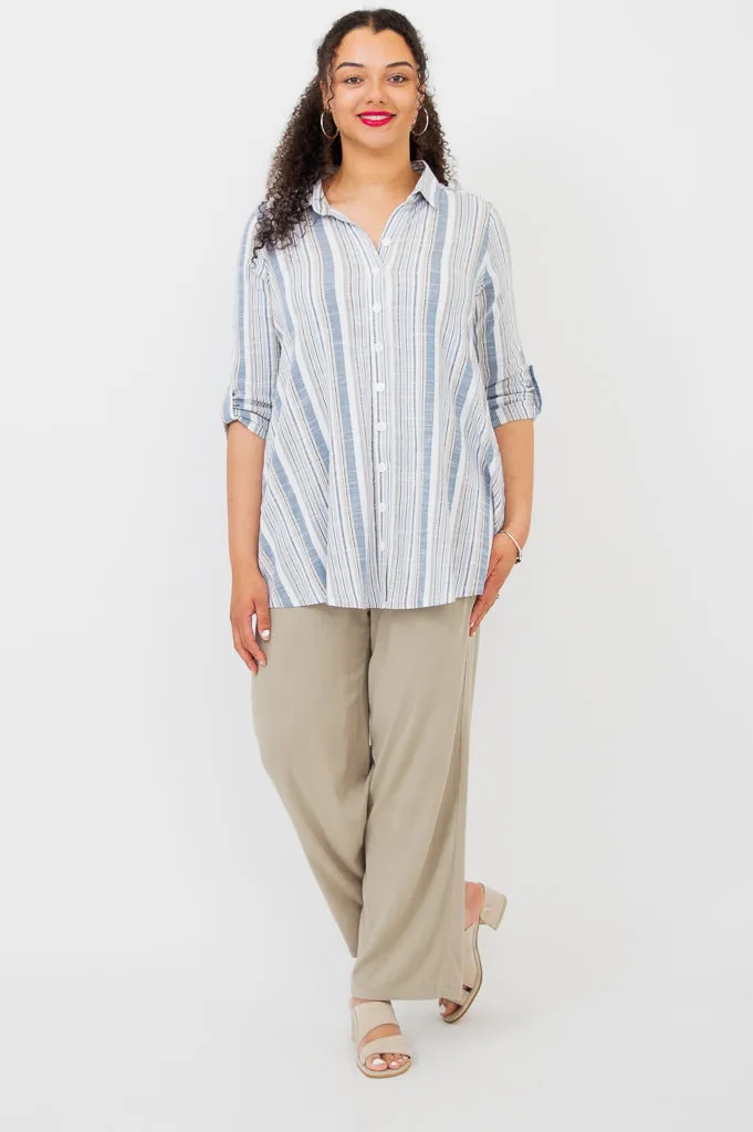 Celine Blouse, Sand Stripe, Linen Bamboo sold by Blue Sky product image thumbnail 5