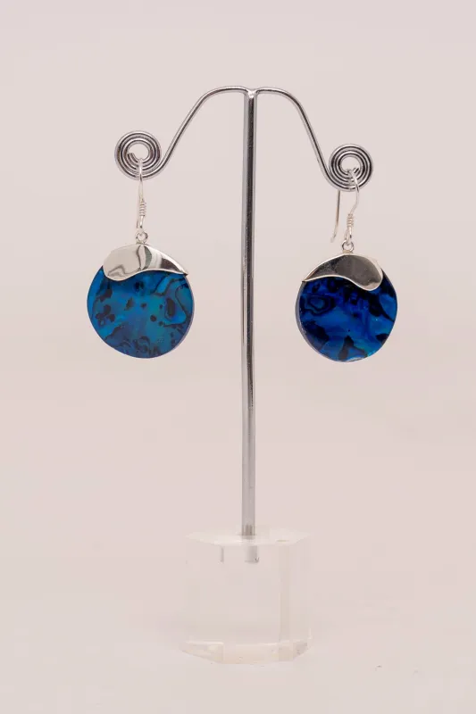 Round Blue Shell Earrings - Style A sold by Blue Sky