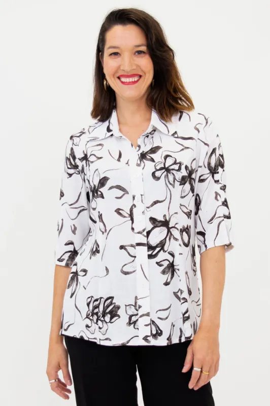 Lorine Blouse, Affection, Linen Bamboo sold by Blue Sky