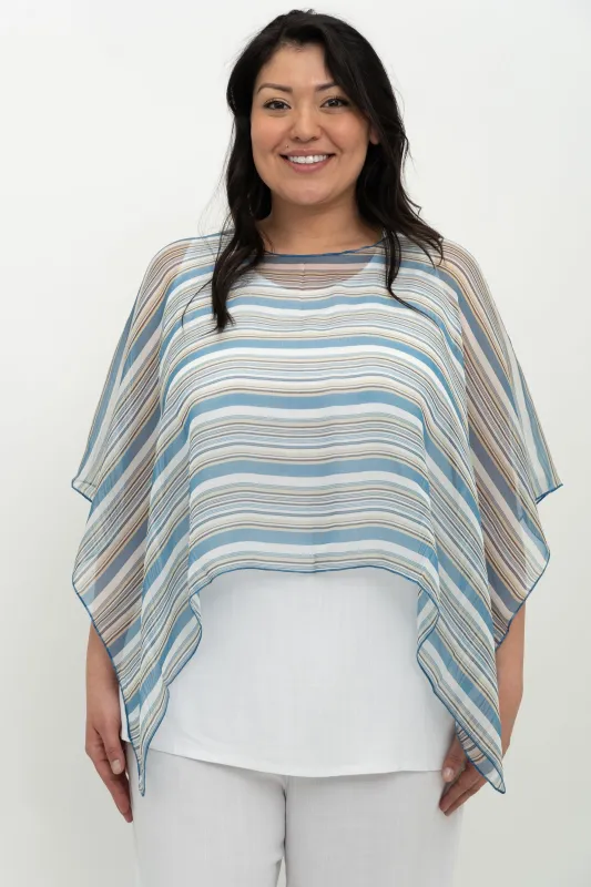Silk Poncho, Sand Stripe sold by Blue Sky