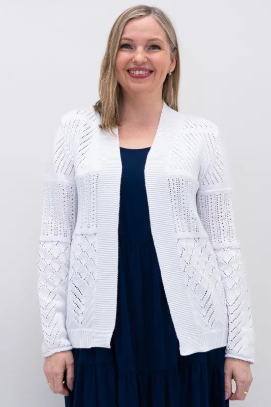 Linda Sweater, White, Cotton sold by Blue Sky