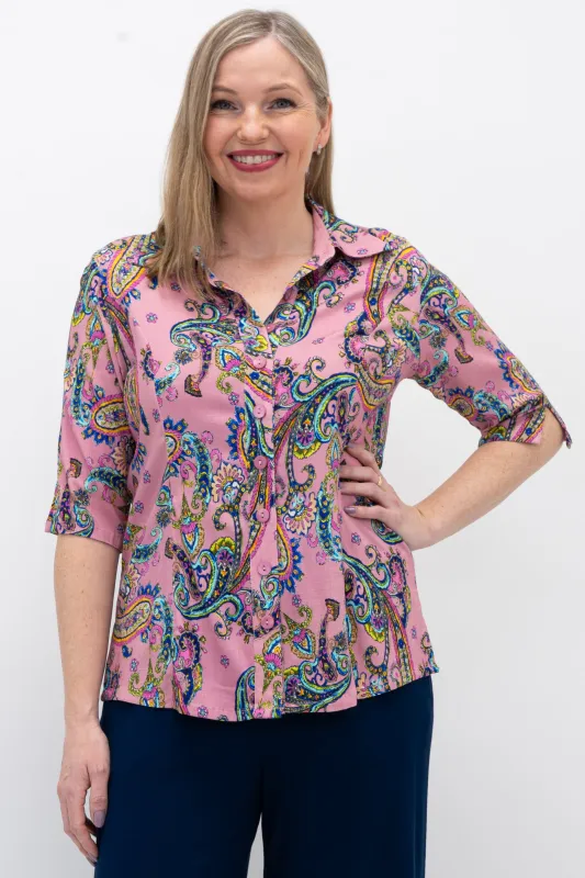 Lorine Blouse, Virtue, Linen Bamboo sold by Blue Sky