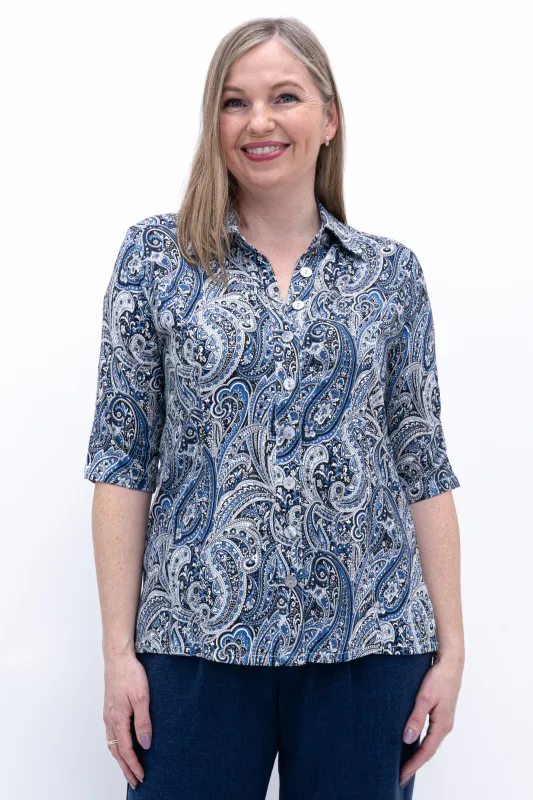 Lorine Blouse, Simplicity, Linen Bamboo sold by Blue Sky