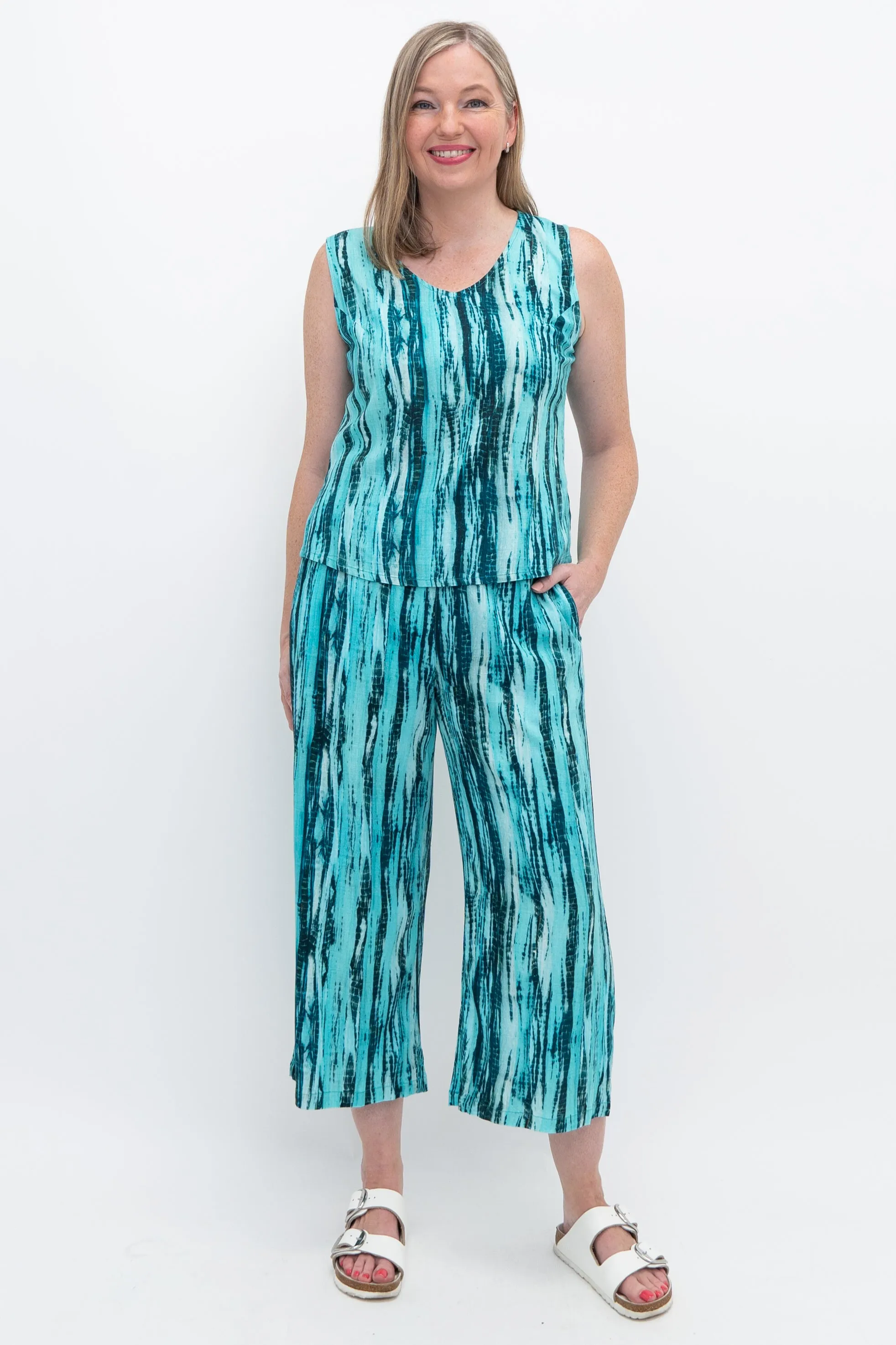 Havana Tank, Teal Tie Dye, Linen Bamboo sold by Blue Sky product image thumbnail 2