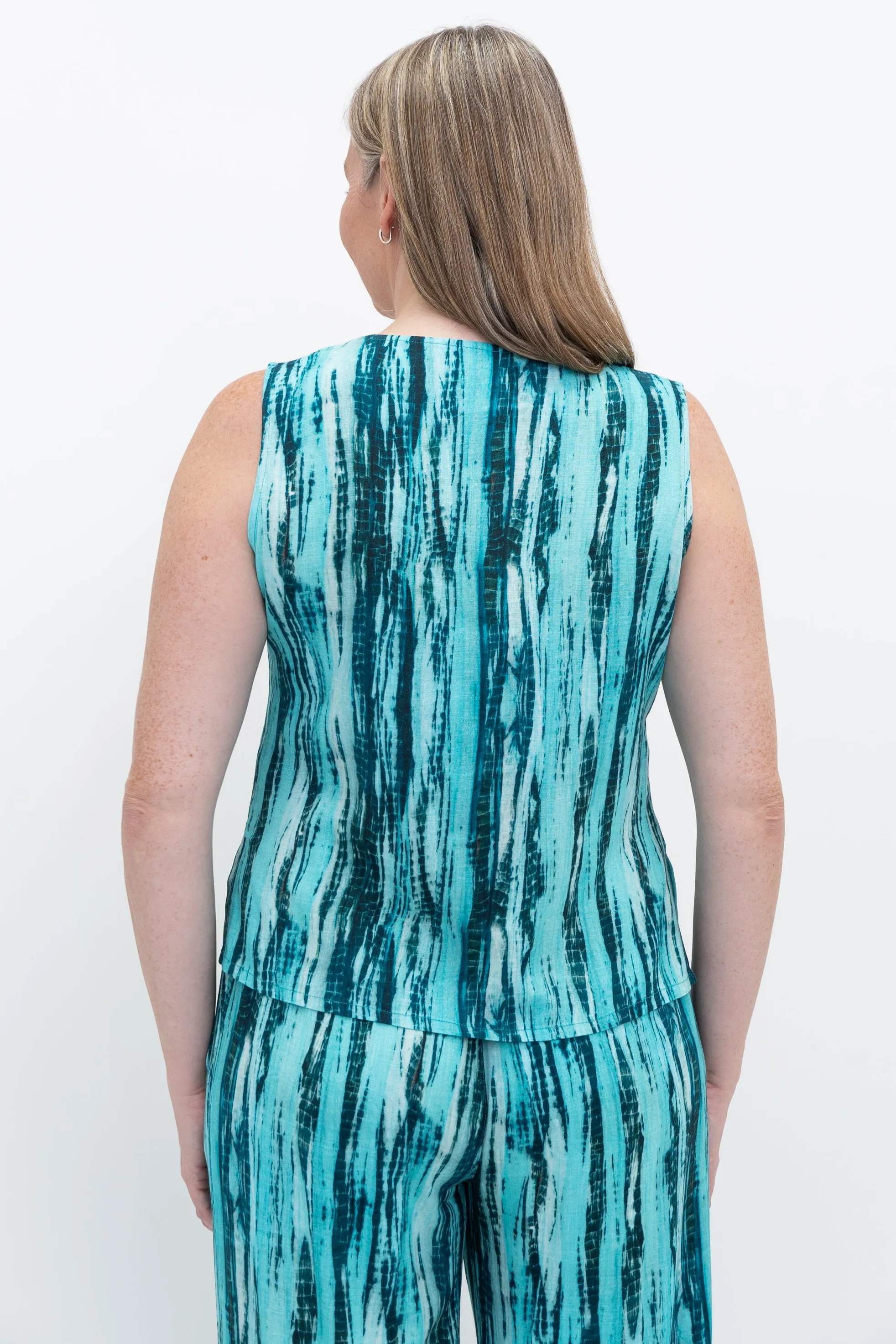 Havana Tank, Teal Tie Dye, Linen Bamboo sold by Blue Sky product image thumbnail 3