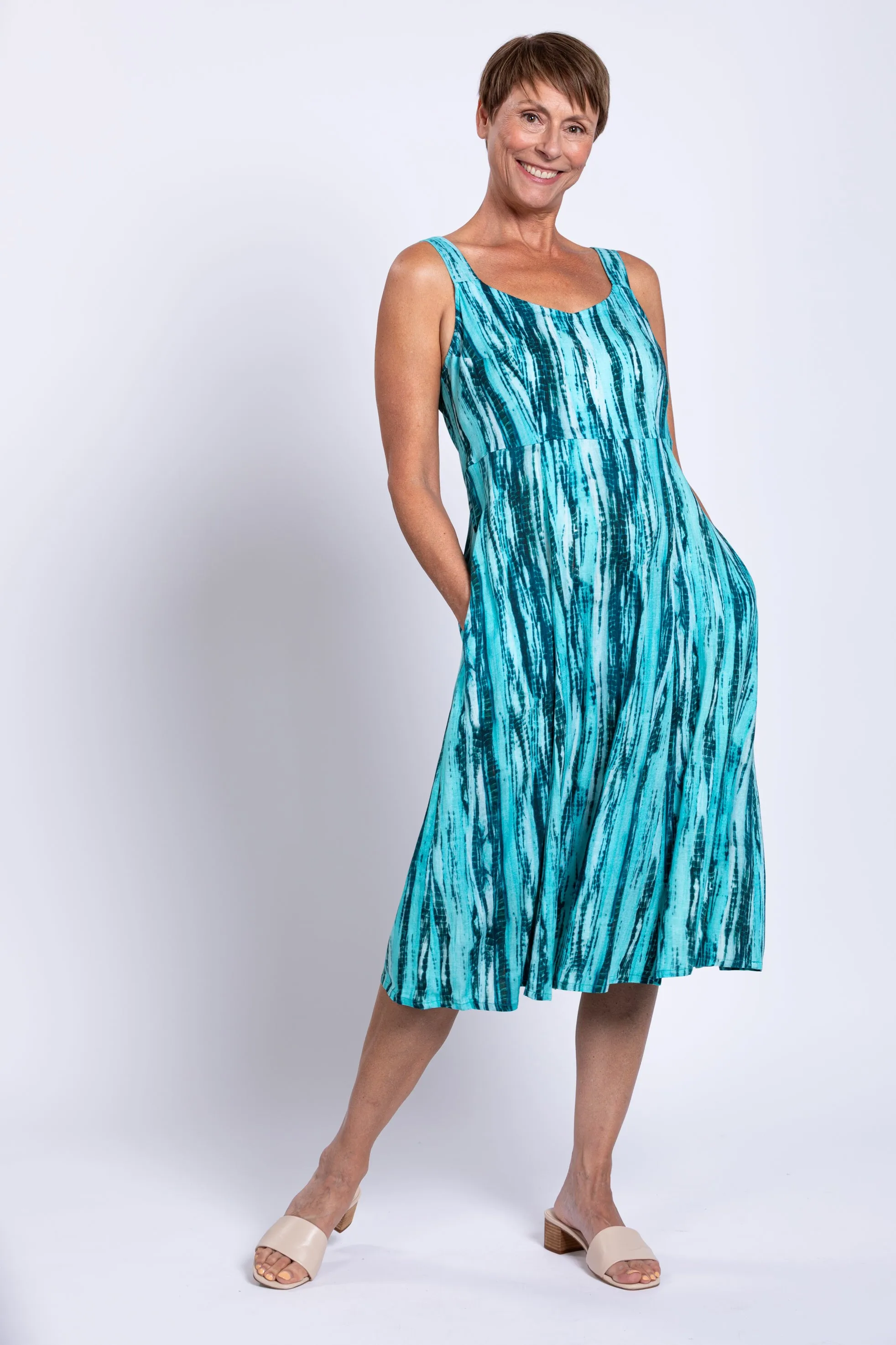 Shauna Dress, Teal Tie Dye, Linen Bamboo sold by Blue Sky product image thumbnail 4