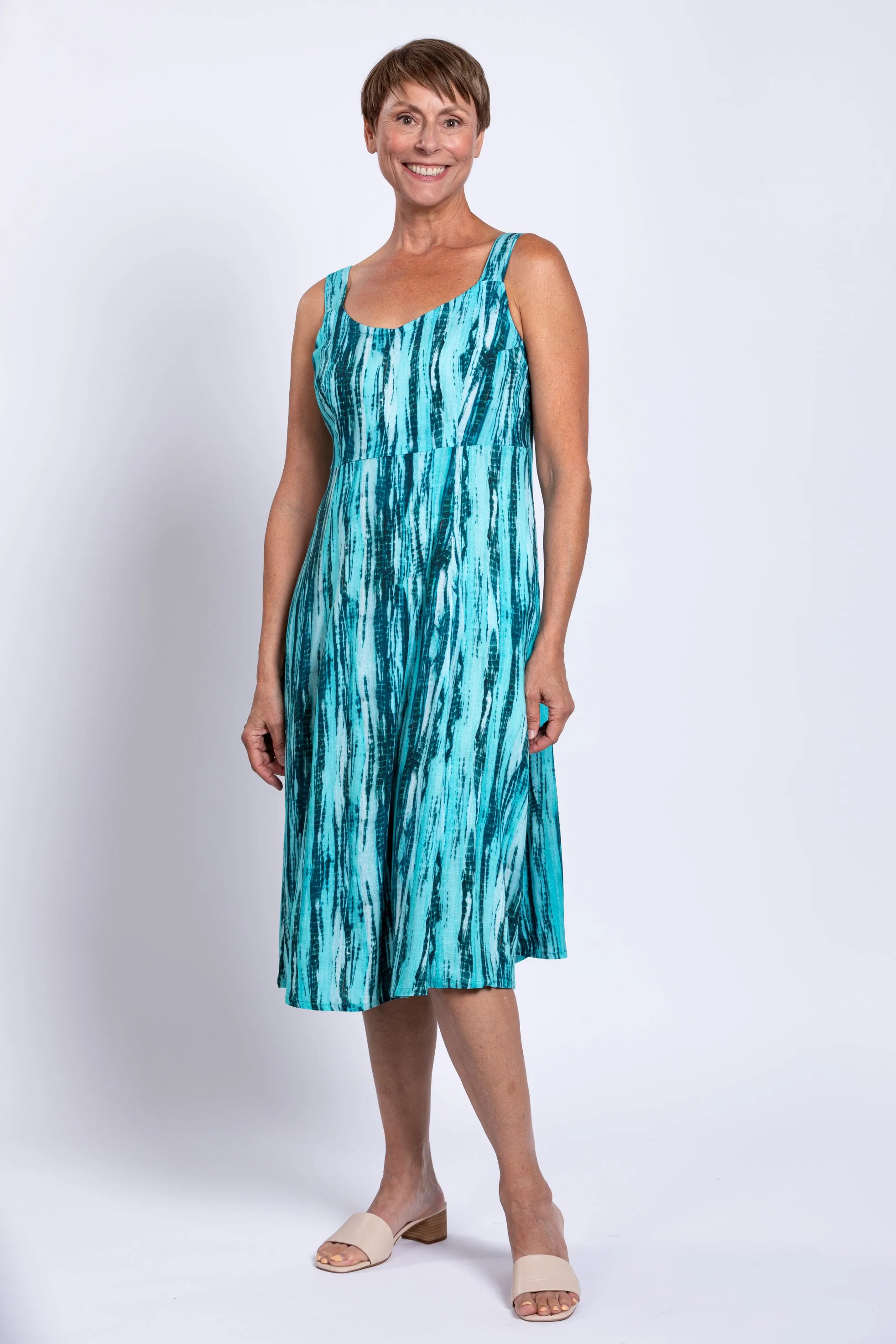 Shauna Dress, Teal Tie Dye, Linen Bamboo sold by Blue Sky product image thumbnail 2