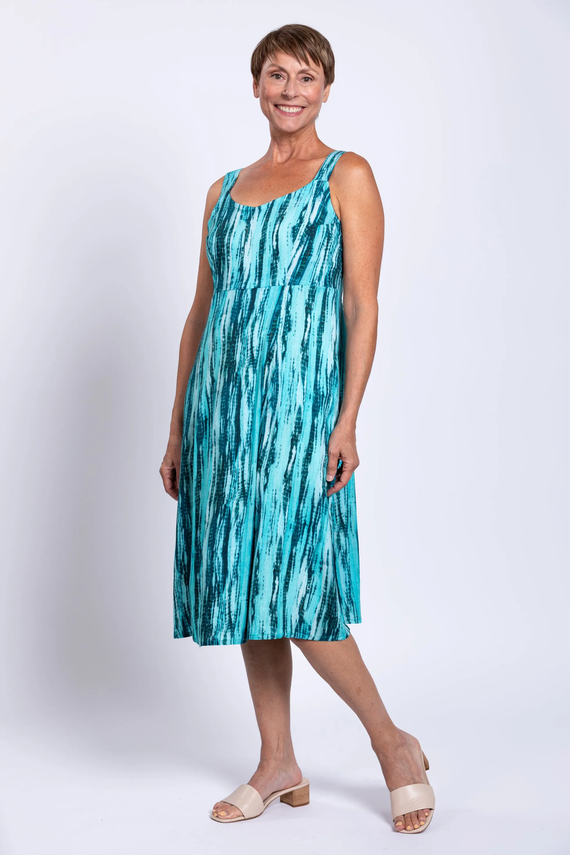 Shauna Dress, Teal Tie Dye, Linen Bamboo sold by Blue Sky product image thumbnail 5