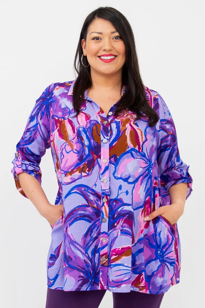 Celine Blouse, Lily Love, Linen Bamboo sold by Blue Sky