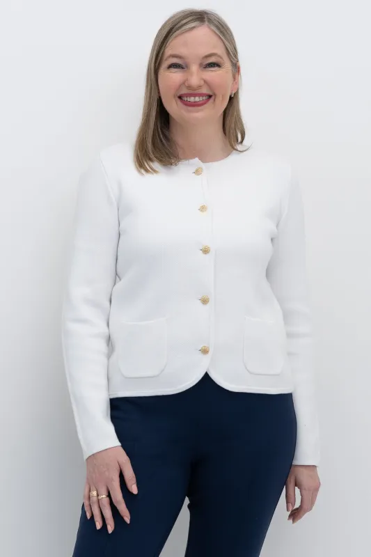 Amira Sweater, White, Cotton sold by Blue Sky