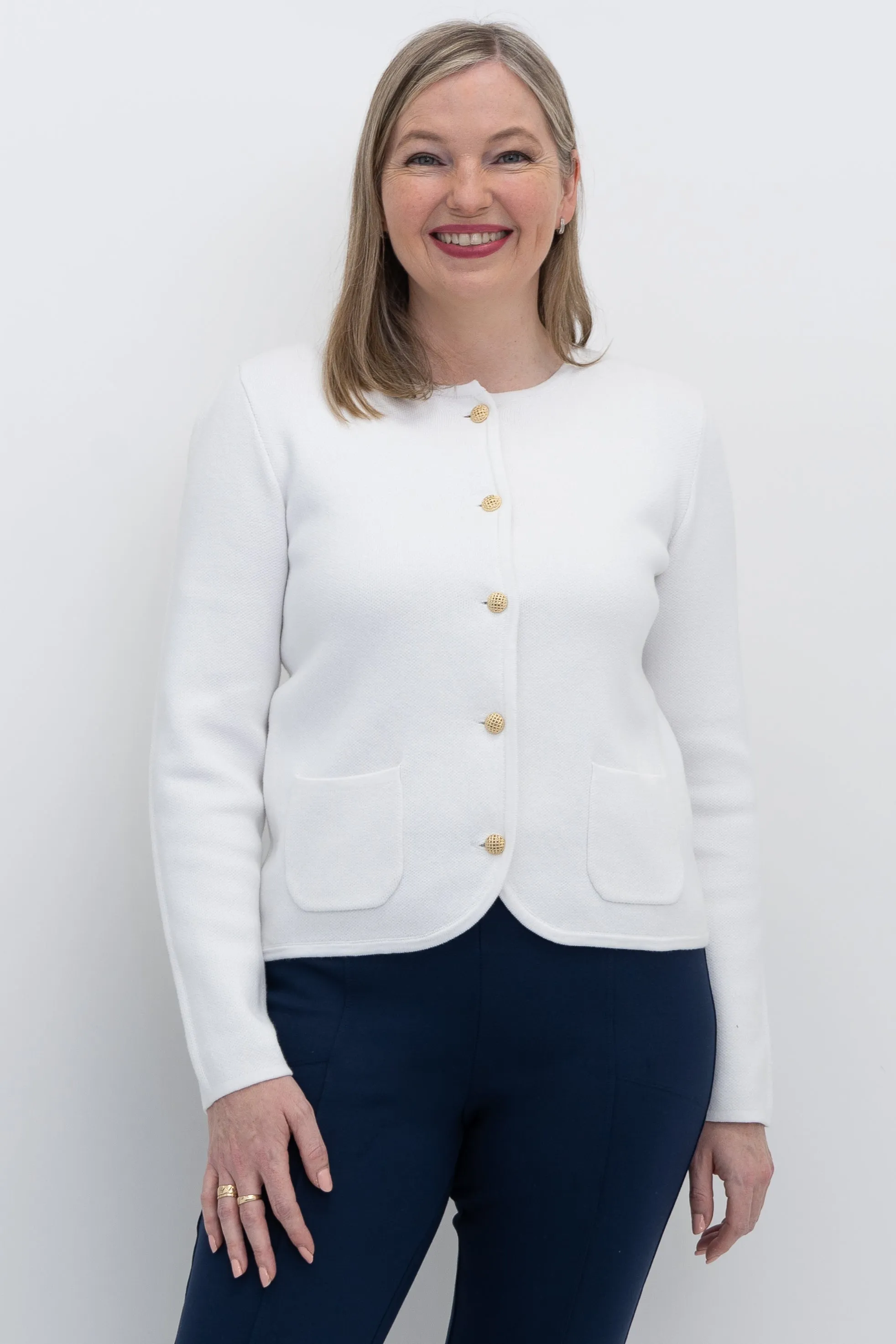 Amira Sweater, White, Cotton sold by Blue Sky