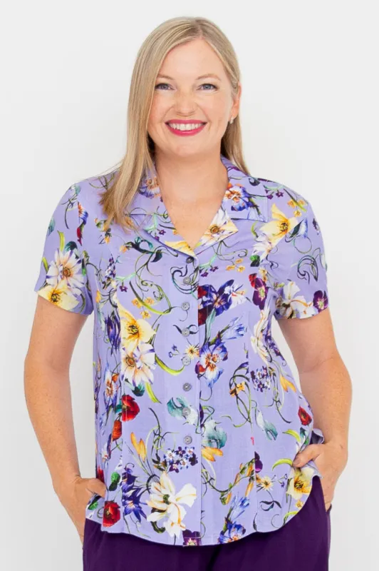 Samantha S/S Top, Lovalie, Linen Bamboo sold by Blue Sky