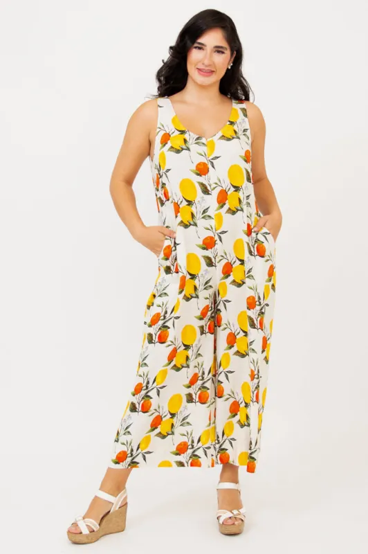 Fernanda Jumpsuit, Lemonade, Linen Bamboo sold by Blue Sky