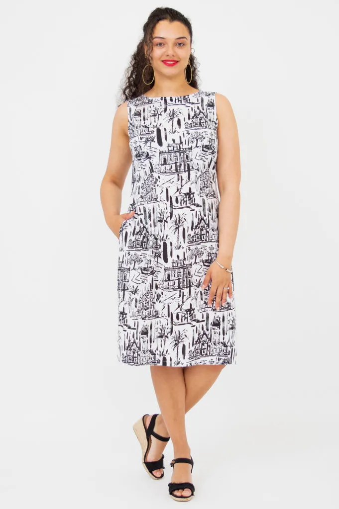 Patricia Dress, Journey, Linen Bamboo sold by Blue Sky