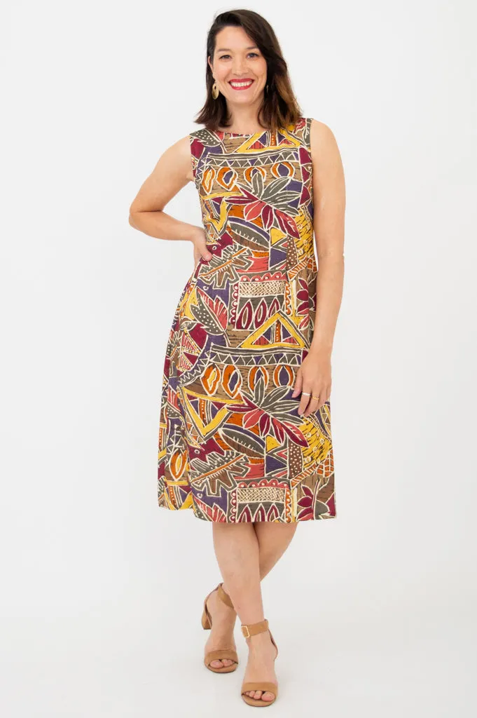 Patricia Dress, Tropikal, Linen Bamboo sold by Blue Sky