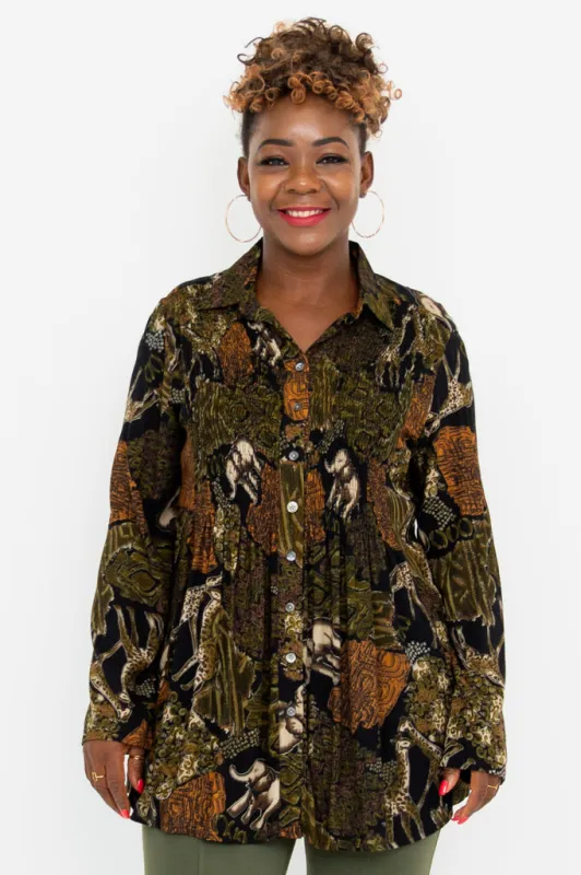 Cindy L/S Blouse, Elephant sold by Blue Sky