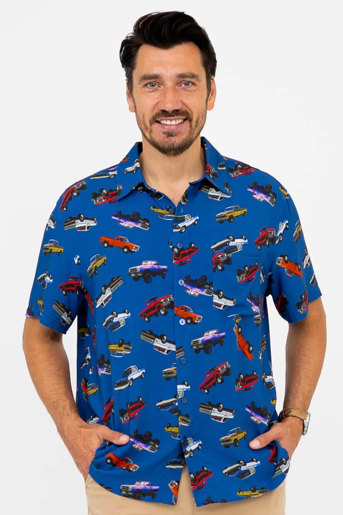 Dino Shirt, Blue Truck, Woven Bamboo sold by Blue Sky