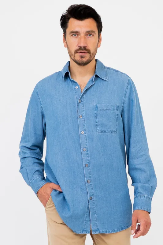 Cory Men's Shirt, Lightweight Tencel Denim made by Blue Sky