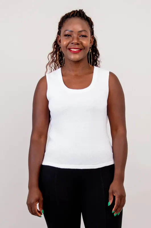 Melanie Tank, White, Cotton sold by Blue Sky