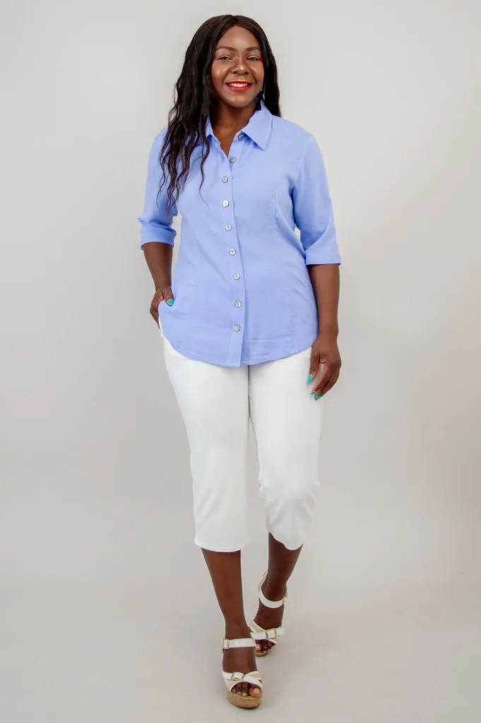 Lorine Blouse, Periwinkle, Linen Bamboo- Final Sale sold by Blue Sky product image thumbnail 4