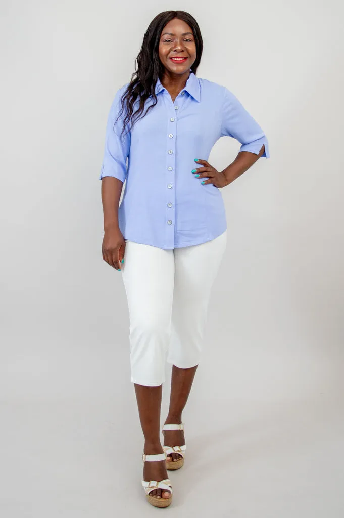 Lorine Blouse, Periwinkle, Linen Bamboo- Final Sale sold by Blue Sky product image thumbnail 2