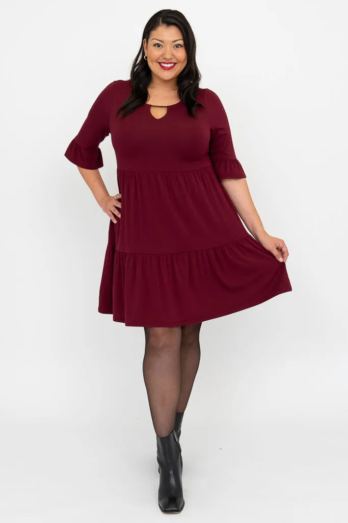 Bernadette Dress, Burgundy, Bamboo sold by Blue Sky