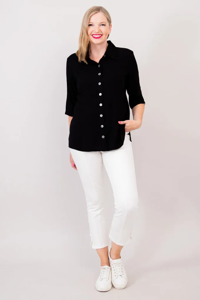 Lorine Blouse, Black, Linen Bamboo sold by Blue Sky product image thumbnail 4