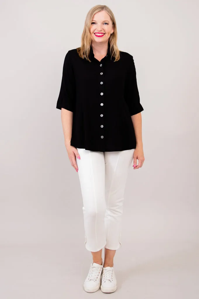 Lorine Blouse, Black, Linen Bamboo sold by Blue Sky product image thumbnail 3