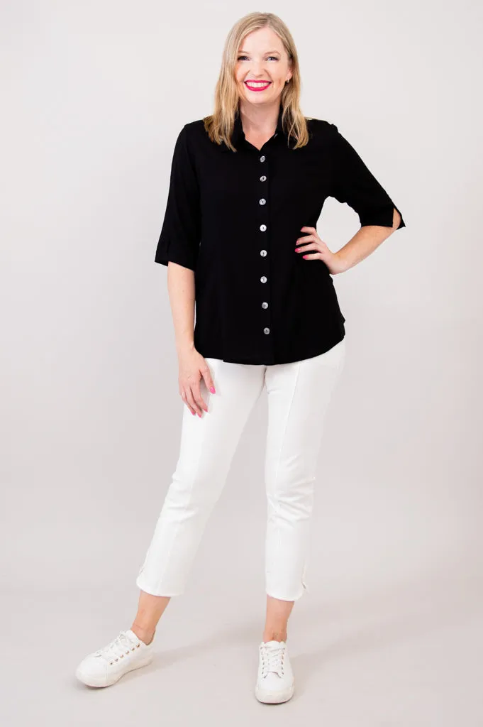 Lorine Blouse, Black, Linen Bamboo sold by Blue Sky product image thumbnail 2