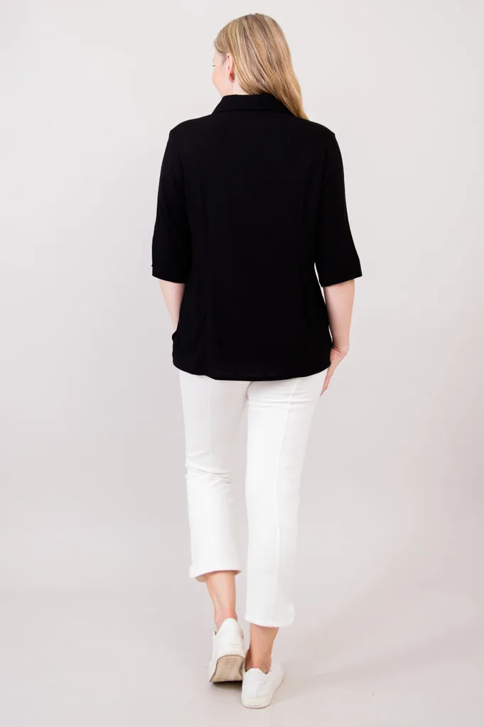 Lorine Blouse, Black, Linen Bamboo sold by Blue Sky product image thumbnail 5
