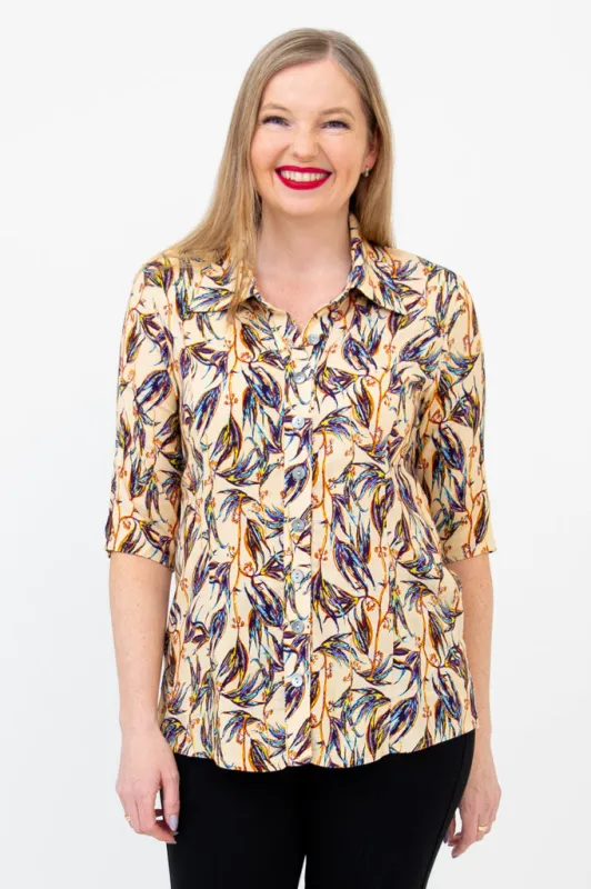 Lorine Blouse, Alma, Linen Bamboo sold by Blue Sky