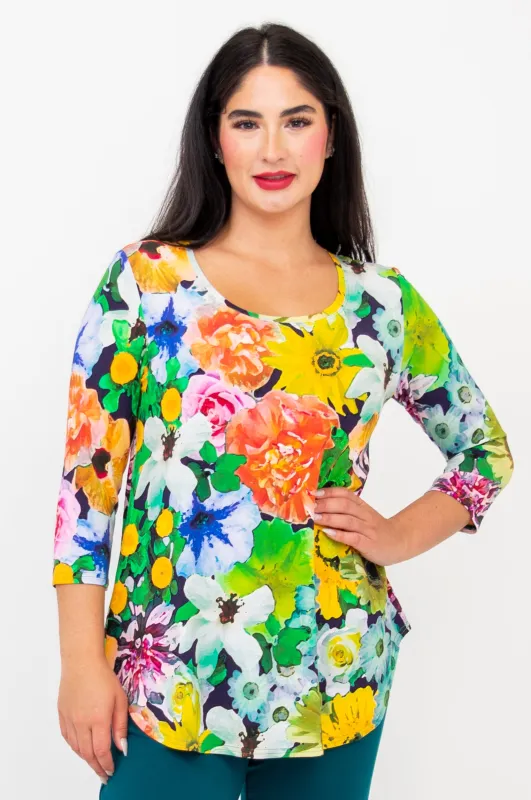 Jazz 3/4 Slv Top, Disco, Bamboo- Final Sale sold by Blue Sky