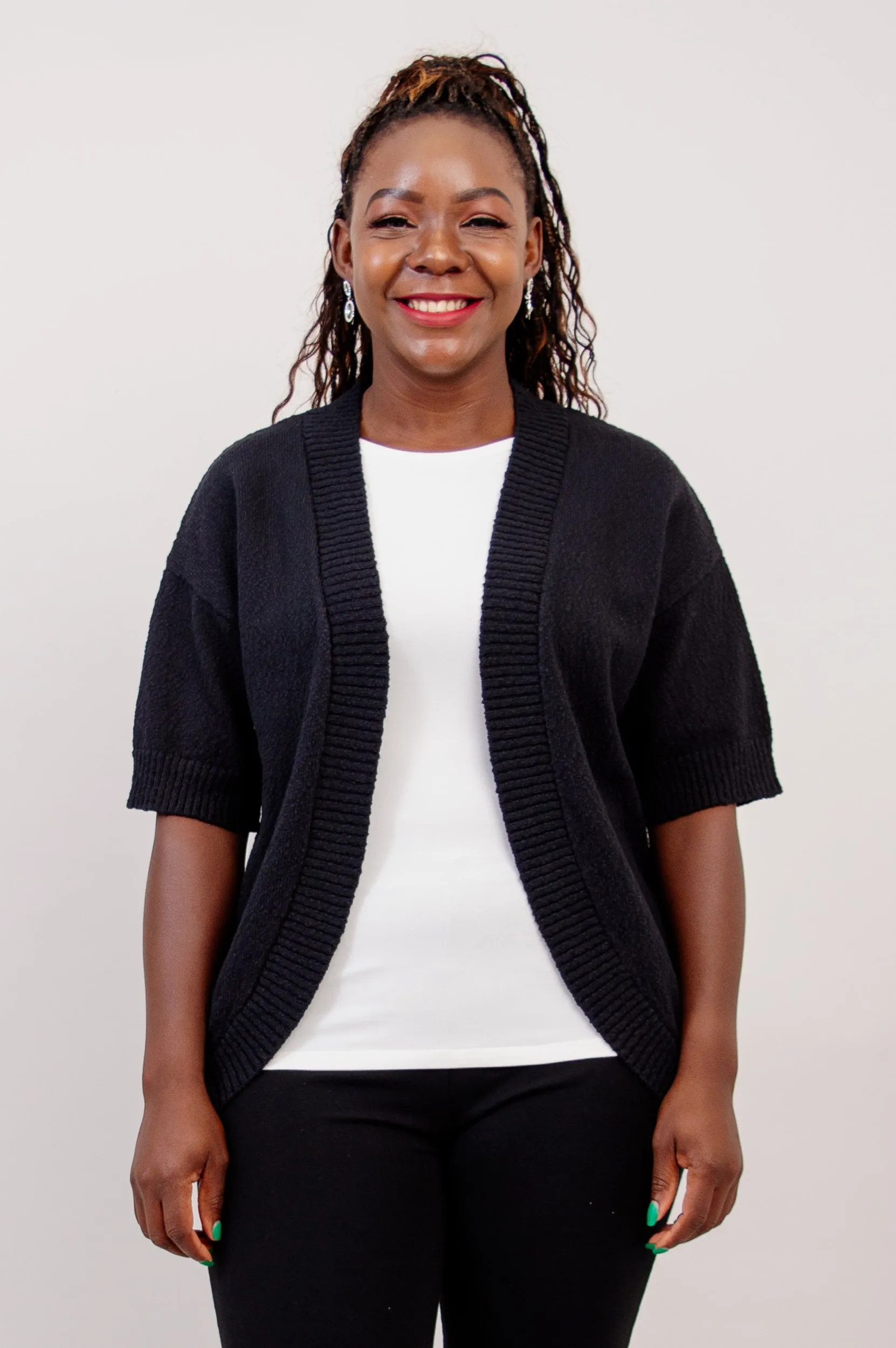 Jana Cardigan, Black, Cotton sold by Blue Sky