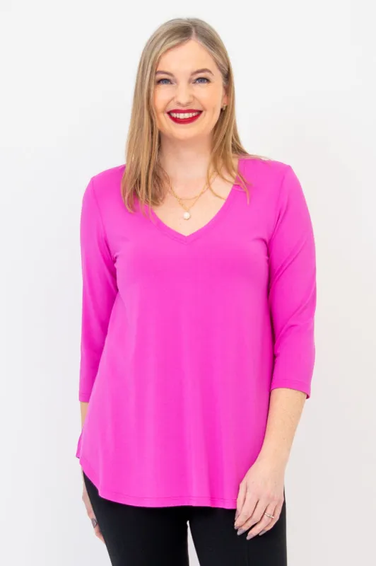 Jackie 3/4 Top, Pink, Bamboo -Final Sale sold by Blue Sky