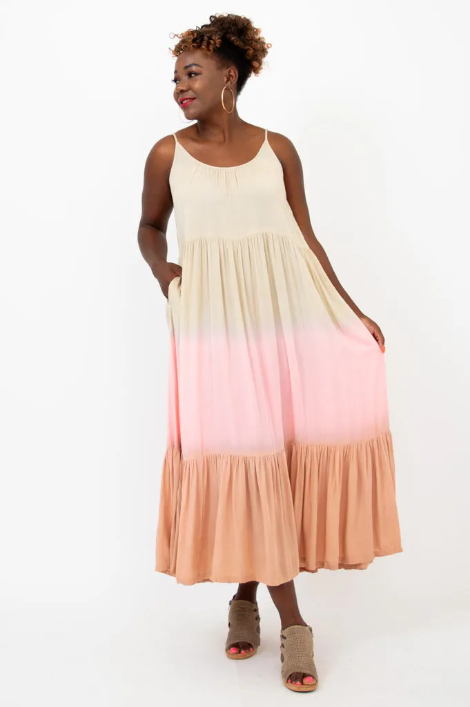 Boha Dress, Tan Dip-Dye sold by Blue Sky product image thumbnail 3