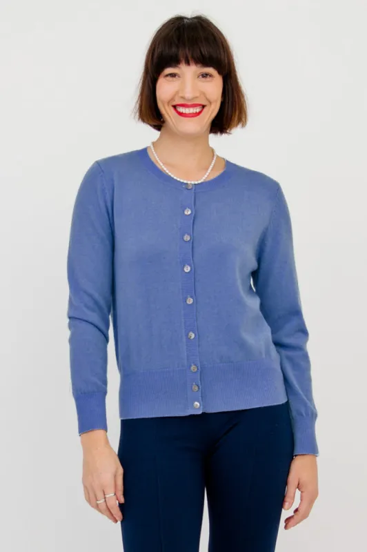 Oakly Cardigan, Ciel, Wool Cashmere sold by Blue Sky