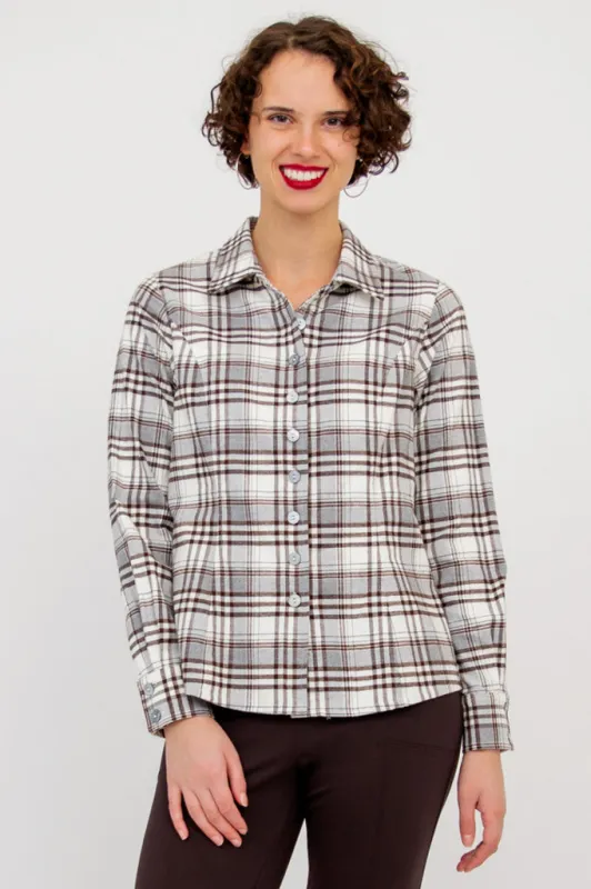 Alexis Top, Coffee Plaid , Cotton - Final Sale sold by Blue Sky