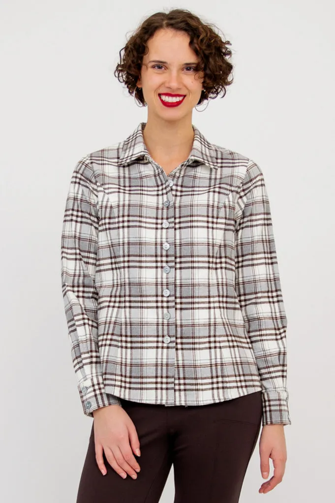 Alexis Top, Coffee Plaid , Cotton - Final Sale sold by Blue Sky