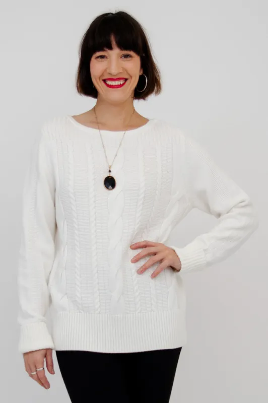 Cora Sweater, White, Cotton - Final sale sold by Blue Sky