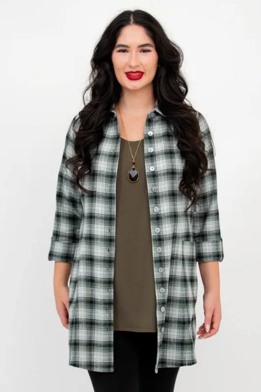 Larissa Tunic, Mint Plaid, Cotton- Final Sale sold by Blue Sky