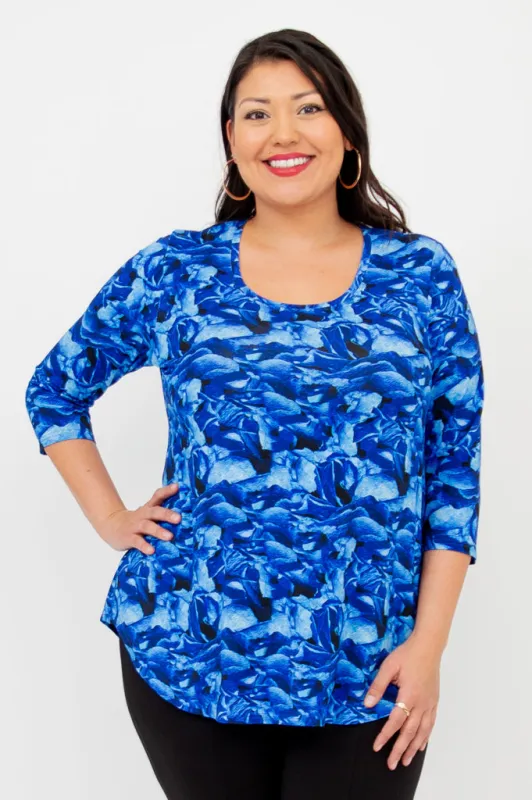 Jazz 3/4 Top, Blue Rose, Bamboo sold by Blue Sky