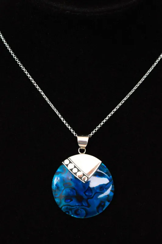 Blue Round Shell Necklace - 006 sold by Blue Sky