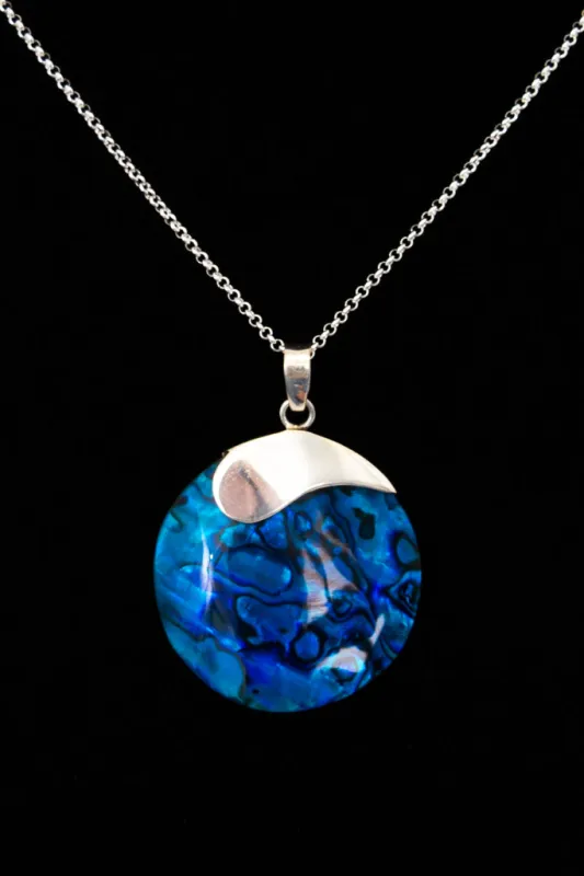 Blue Round Shell Necklace - 003 sold by Blue Sky