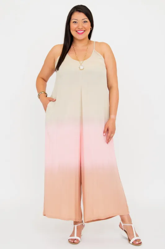 Ender Jumpsuit, Tan Dip-Dye sold by Blue Sky