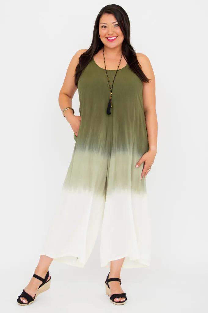 Ender Jumpsuit, Green Dip-Dye sold by Blue Sky