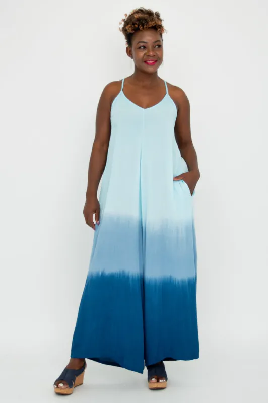 Ender Jumpsuit, Turquoise Dip-Dye sold by Blue Sky