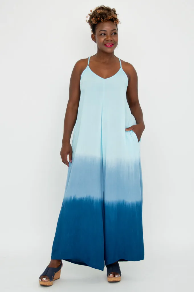 Ender Jumpsuit, Turquoise Dip-Dye sold by Blue Sky