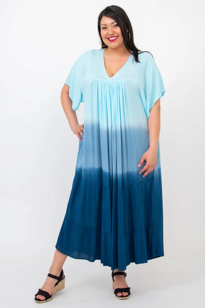 Empress Dress, Turquoise Dip-Dye sold by Blue Sky