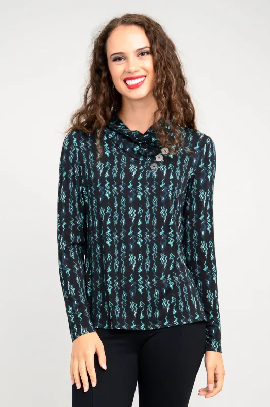 Trinity L/S Top, Teal Abstract, Bamboo - Final Sale sold by Blue Sky